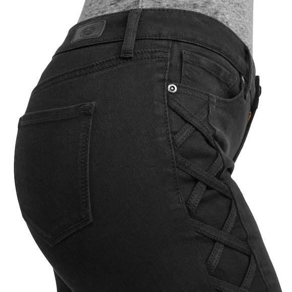 New Skinny Lace-Up Sides Mid Rise Ankle Jeans - Picture 2 of 7